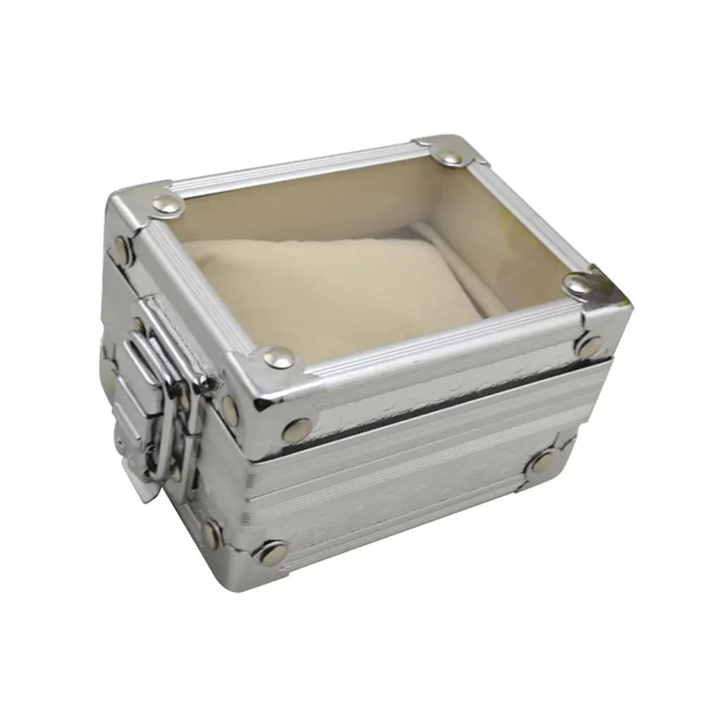 Rust-resistant metal box with transparent lid to store watches, jewelry case, unisex watch holder, watch organizer