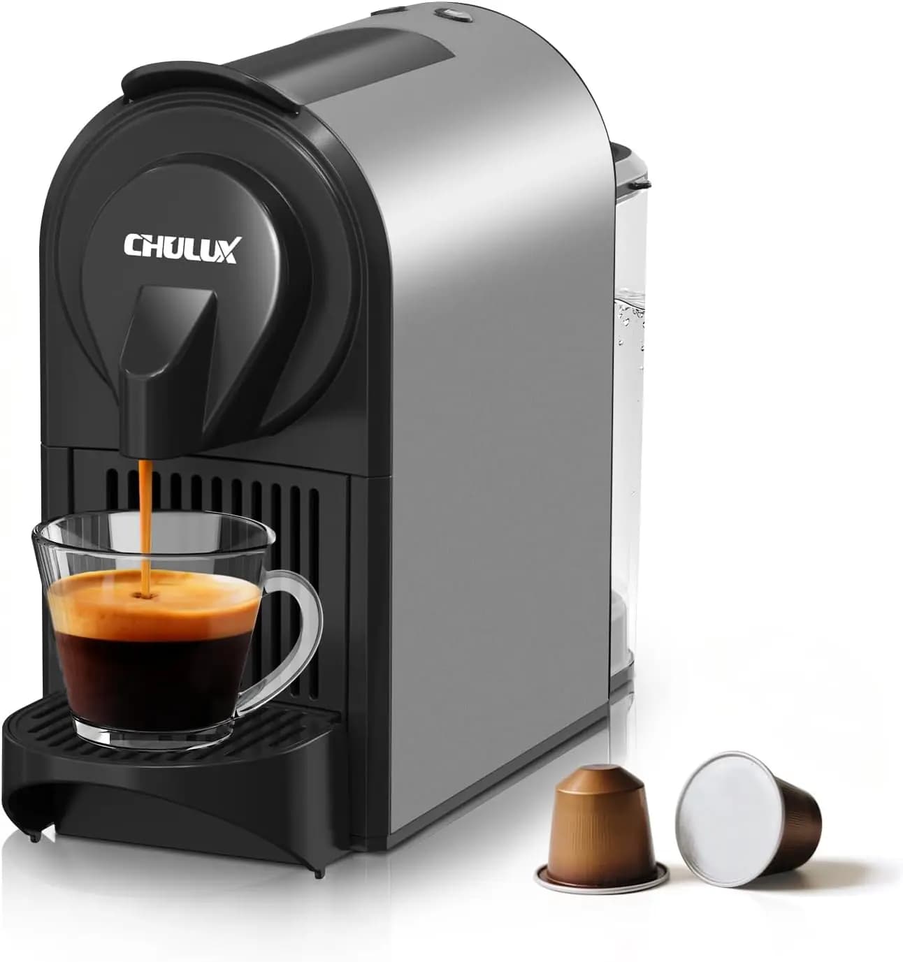 Compatta Espresso Coffee Machine, 20 Bar, Double Dose for Espresso and Long, Fast Preparation, Mystic Grey