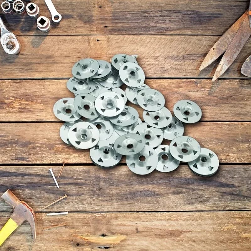 84 pcs 28mm Claw-Type Washers with Pre-Drilled Center Hole, ideal for Gypsum Board Fixing and Wall Construction