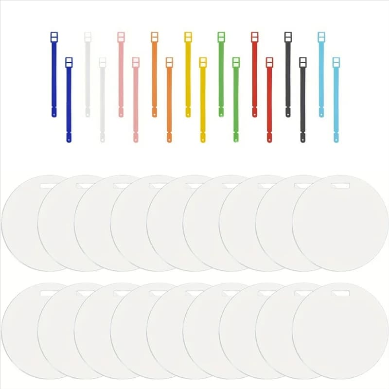 ID Card Holder For DIY Business Sublimation Blanks Round Luggage Tag Double Sided Aluminum Suitcase Label Tag Bulk