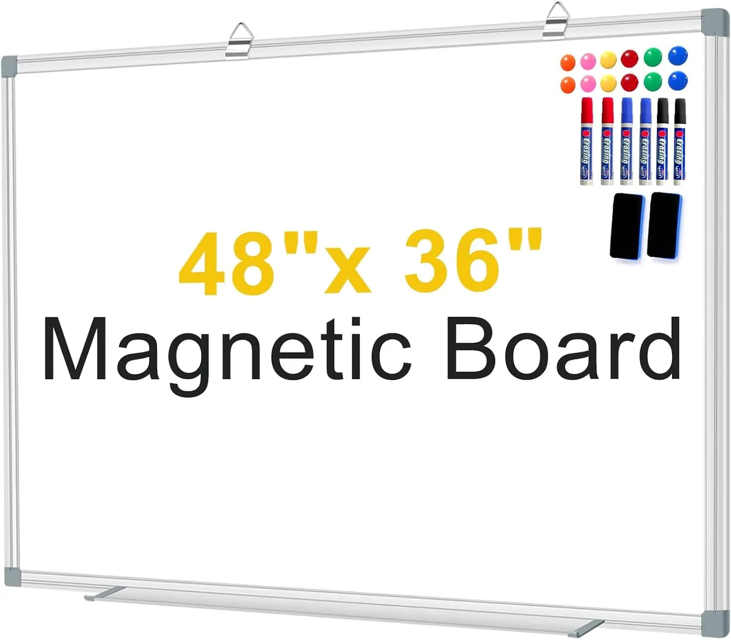 48x36 Inch Magnetic Dry Erase Board, Aluminum Frame, Easy to Hang