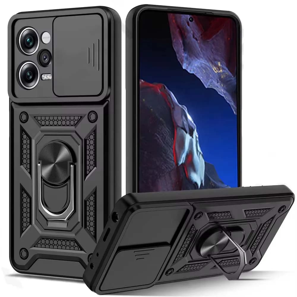 Case for Redmi Note 11 12 13 Pro +/Note 11 12 13 11s 12s 10C 12C 13C Sliding Camera Protection 360 Ring Armor Hard PC Cover