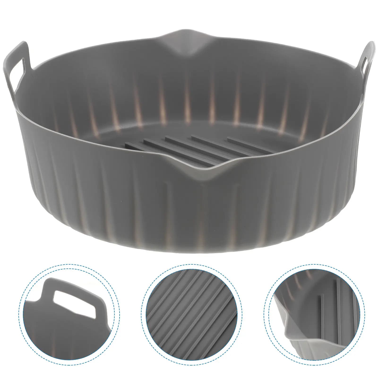 Round Food-Grade Silicone Air Fryer Liner Heat-Resistant Oil-Proof Non-Stick Washable Reusable Baking Pot for Oven Microwave