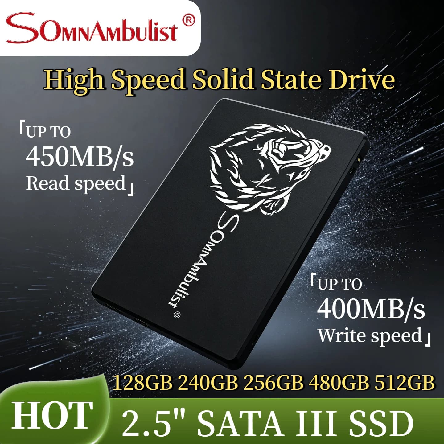 SomnAmbulist 2.5 Inch SATA3 SSD Multiple Capacity 128GB 240GB 256GB 480GB 512GB 960GB Internal Solid State Drive for PC Laptop