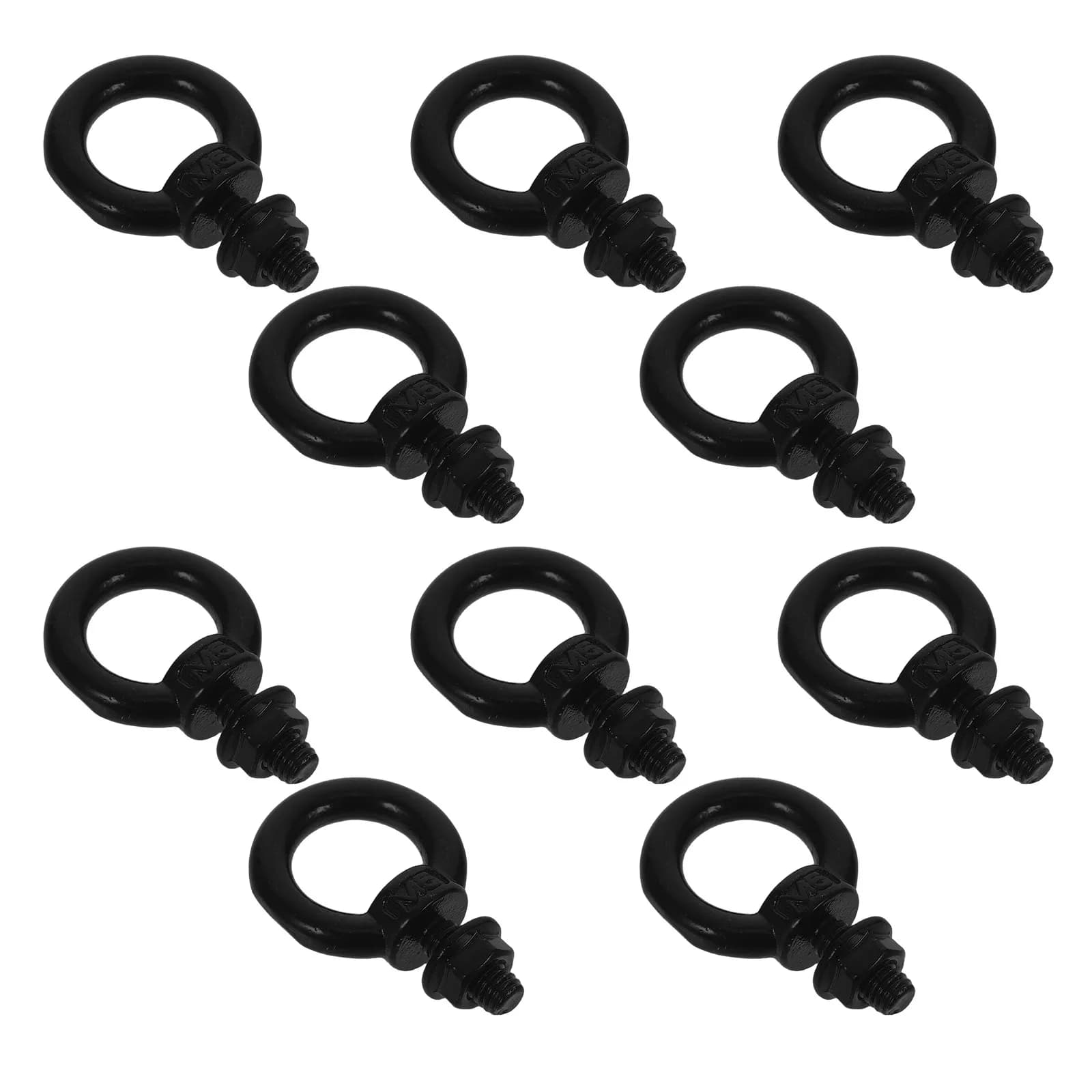 10Pcs Heavy-Duty Stainless Steel Lifting Eye Bolts Metal Ring Nut for Industrial Hoist Lifting Load Securing Eyebolts