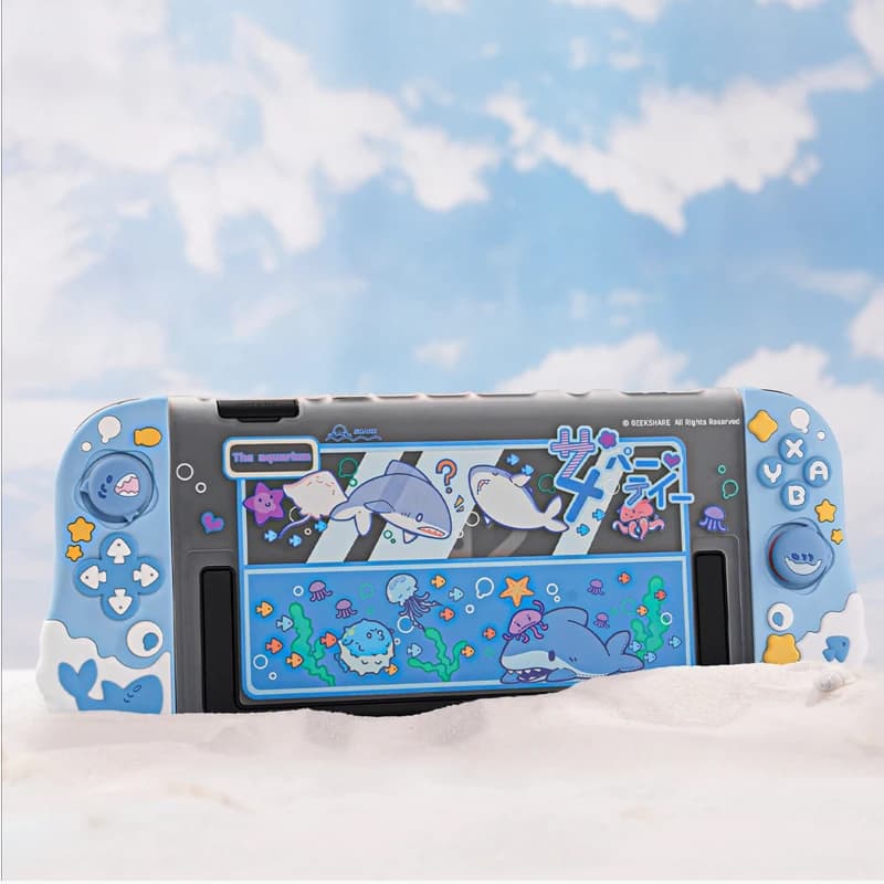 Custodia Protettiva Rigida Shark Party per Nintendo Switch 2/NS 2, Controller Joy-Con, Impugnatura e Pulsanti in Silicone, Copertura Completa