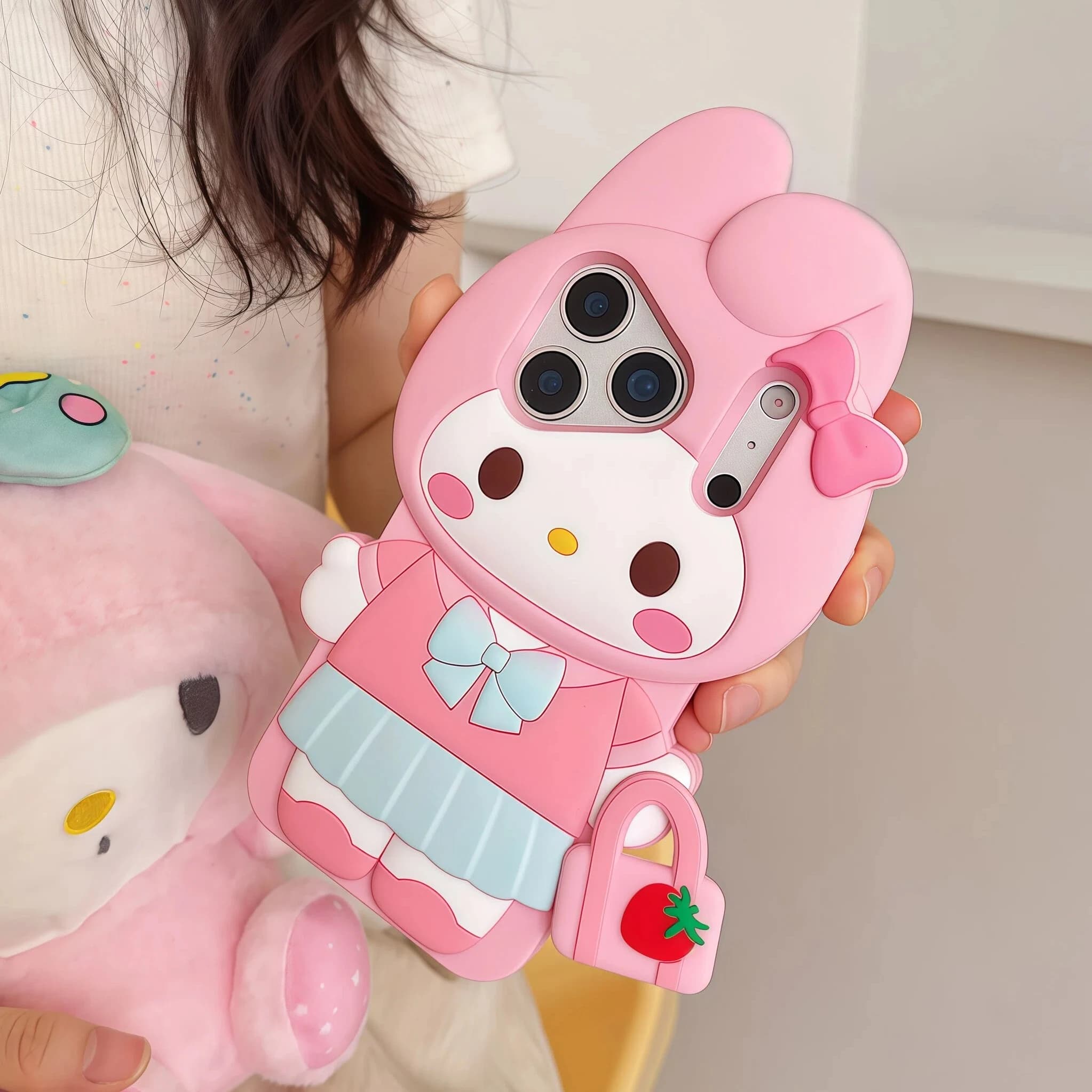 Custodia per telefono con melodia del fumetto 3D Kawaii per iPhone 17 Pro 17 16 15 14 13 12 11 Pro Max Cover posteriore per telefono in silicone antiurto carina
