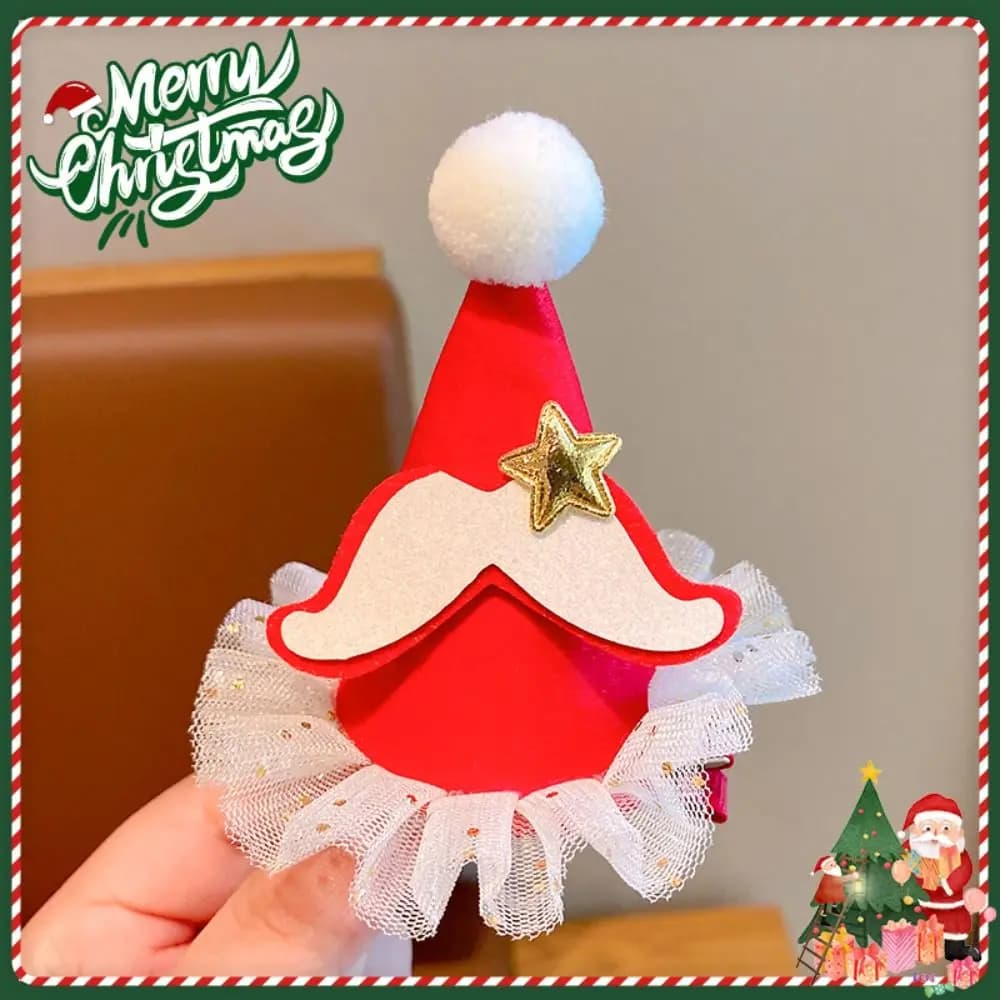 Fashion Star Christmas Hair Clip Ball Pewnuts Santa Claus Clips duck beak Glossy Christmas Tree Christmas Hat Daily