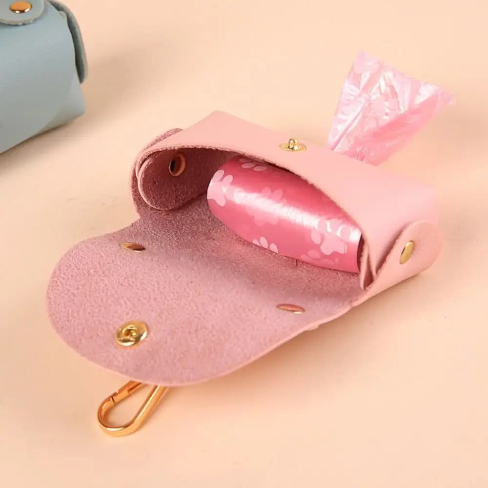 Leather Pet Waste Bag Dispenser Multi-Color with Keychain Dog Waste Bag Lightweight Multifunctional Pet Poop Bag For Outdoor Use