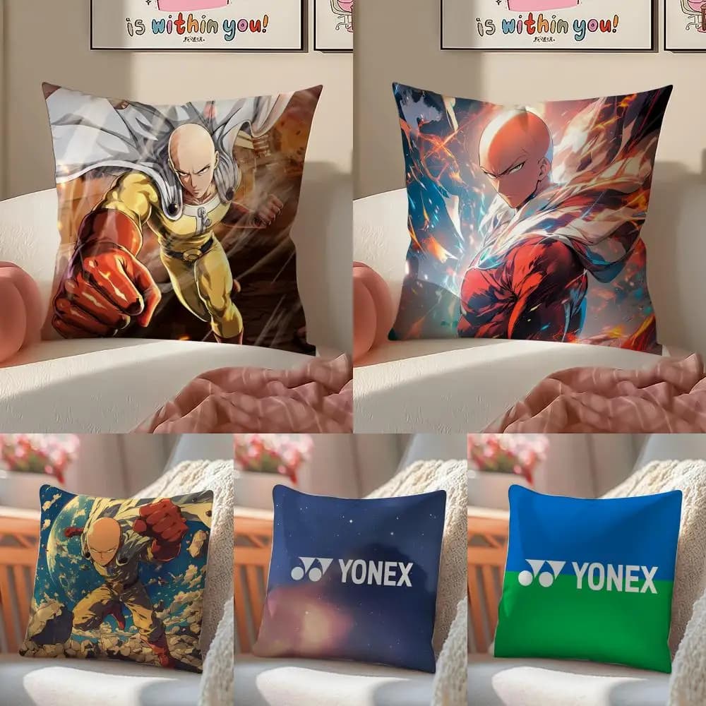 Classic Powerful Anime O-One Punch Man Cushion Cover Linen Pillowcase Cover Soft Decor for Sofa Home Room