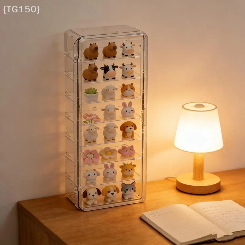 【TG150】Mini Espositore in Acrilico Antipolvere con Coperchio Ribaltabile - Scatola Portaoggetti da Scrivania per Gioielli e Accessori【WT】