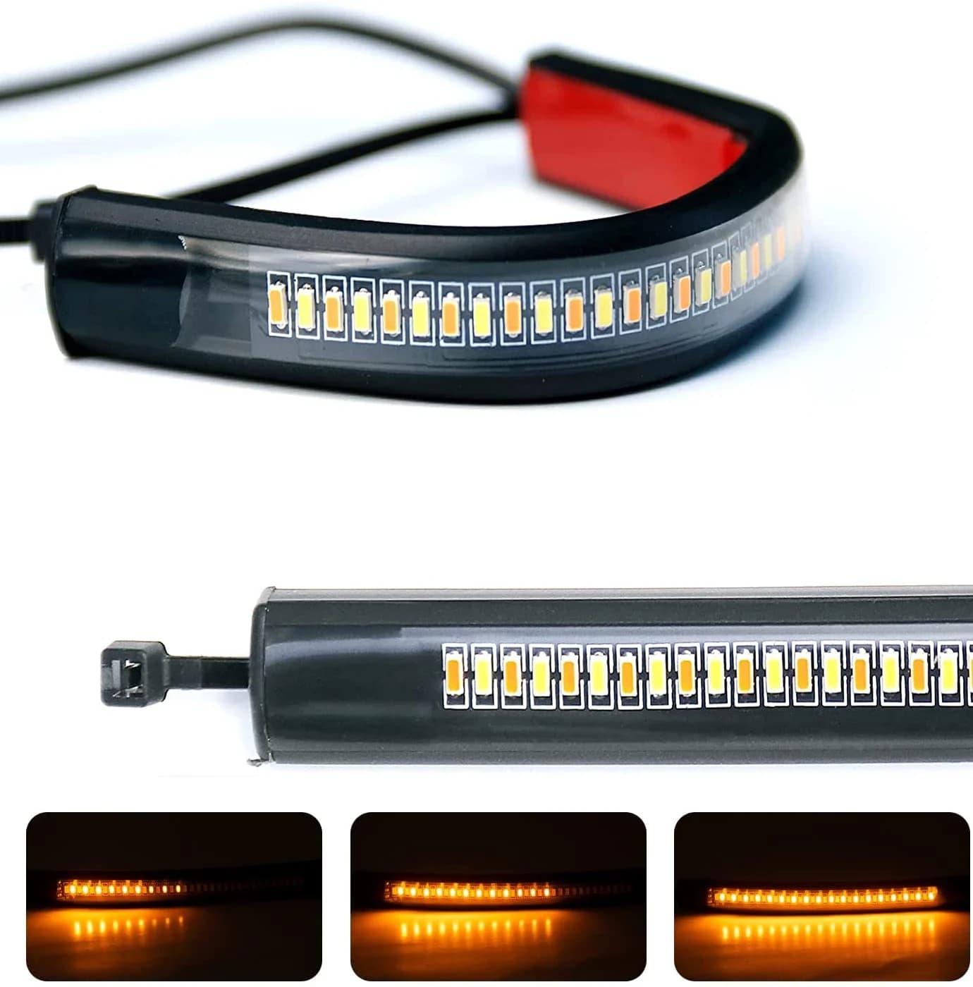 Indicatore di direzione per moto a LED flessibile universale Lampada per freno Striscia per barra Fanale posteriore per targa per moto fuoristrada Luce freno a LED