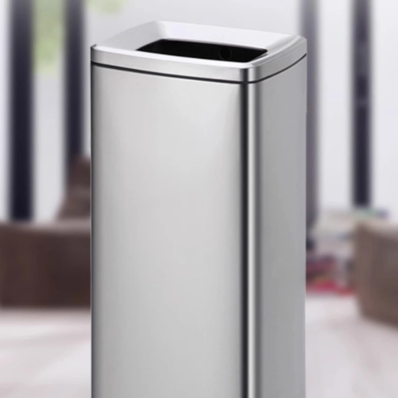 Trash Can with Removable Inner Container Square Top Opening Stainless Steel Trash Can Waste Bin Polished Finish