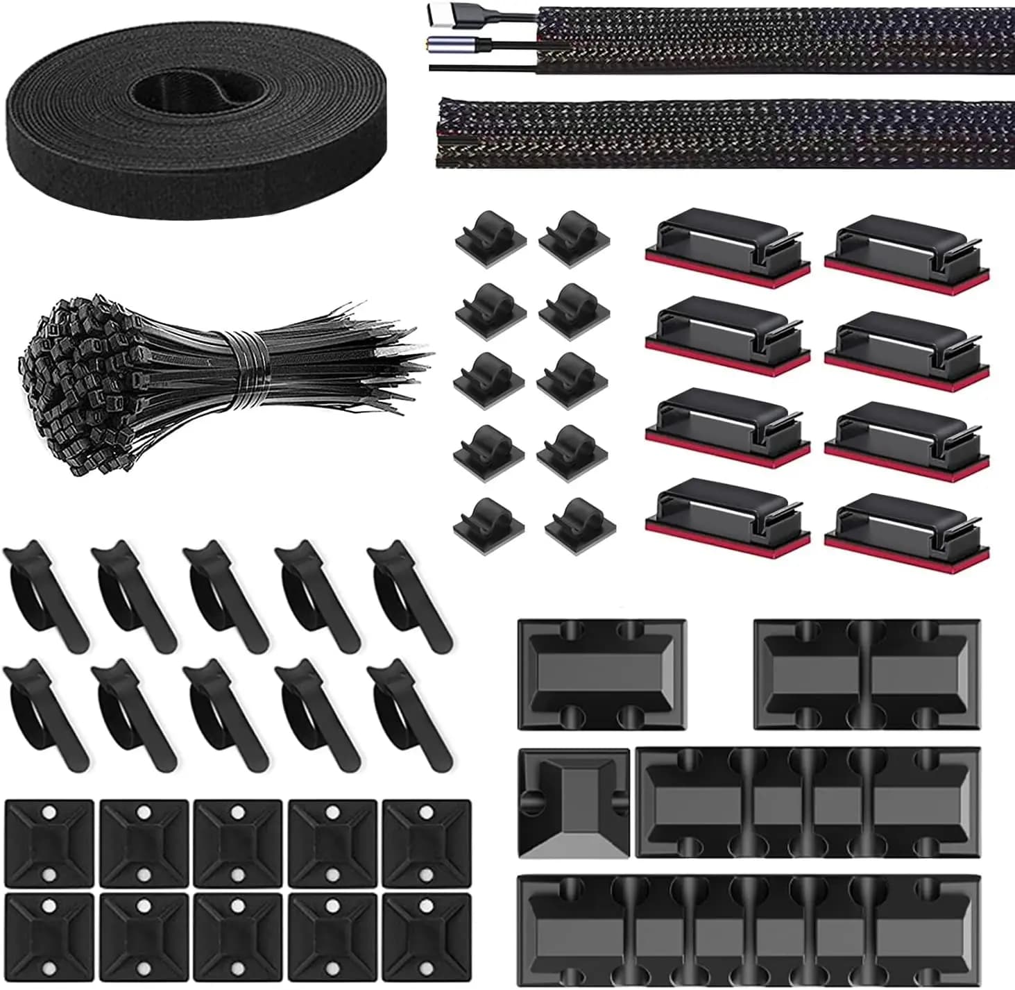 Set di organizer per cavi da 146 pezzi Set di gestione dei cavi Supporto per cavi in silicone Clip per cavi adesivi per organizer per cavi USB per auto, casa e ufficio