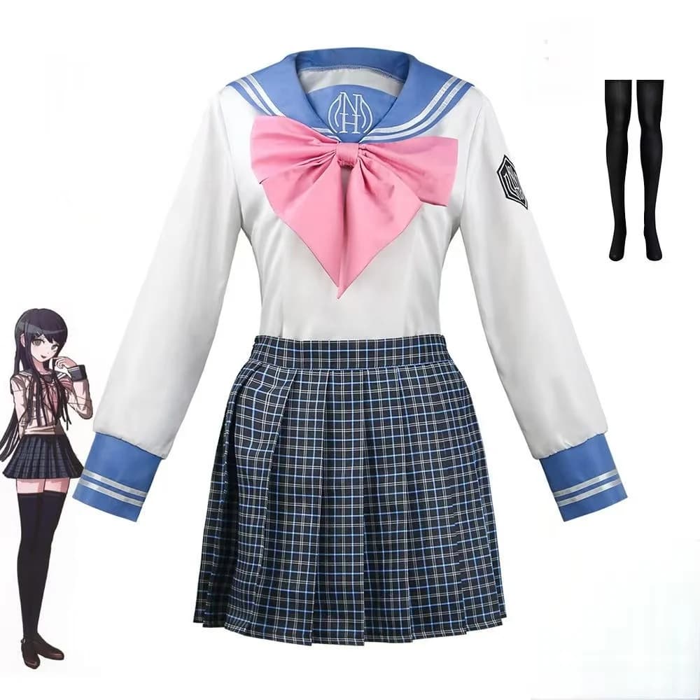 Costume cosplay Danganronpa Maizono Sayaka, uniforme da marinaio, abito scolastico con calzini per donna, Comic Con, festa di Halloween