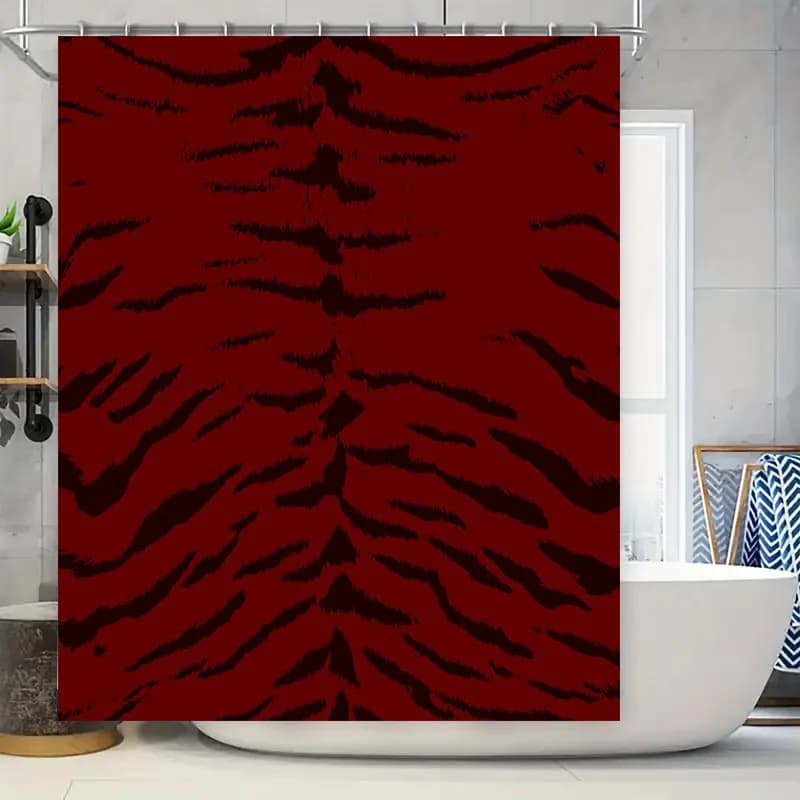 Tenda da doccia di lusso con stampa a strisce di tigre rossa per decorazioni per il bagno Decorazioni per la casa Accessori per tappetini da bagno impermeabili 72 x 84 pollici Bianco