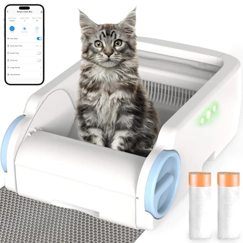 App autopulente automatica da 76 litri, telecomando, lettiera per gatti intelligente senza odori, vassoio per lettiera semi automatica per gatti