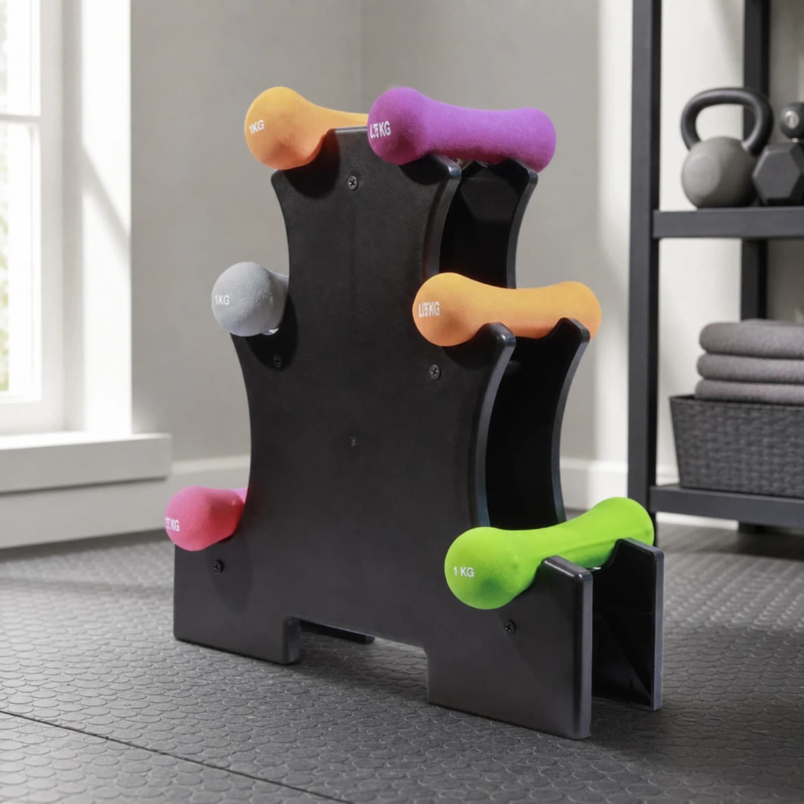 3-Tier Dumbbell Rack Sturdy Dumbbell Cradle Stand Three-Tier Weight Stand Sturdy Stylish for Home Gym Owners, Workout Corner