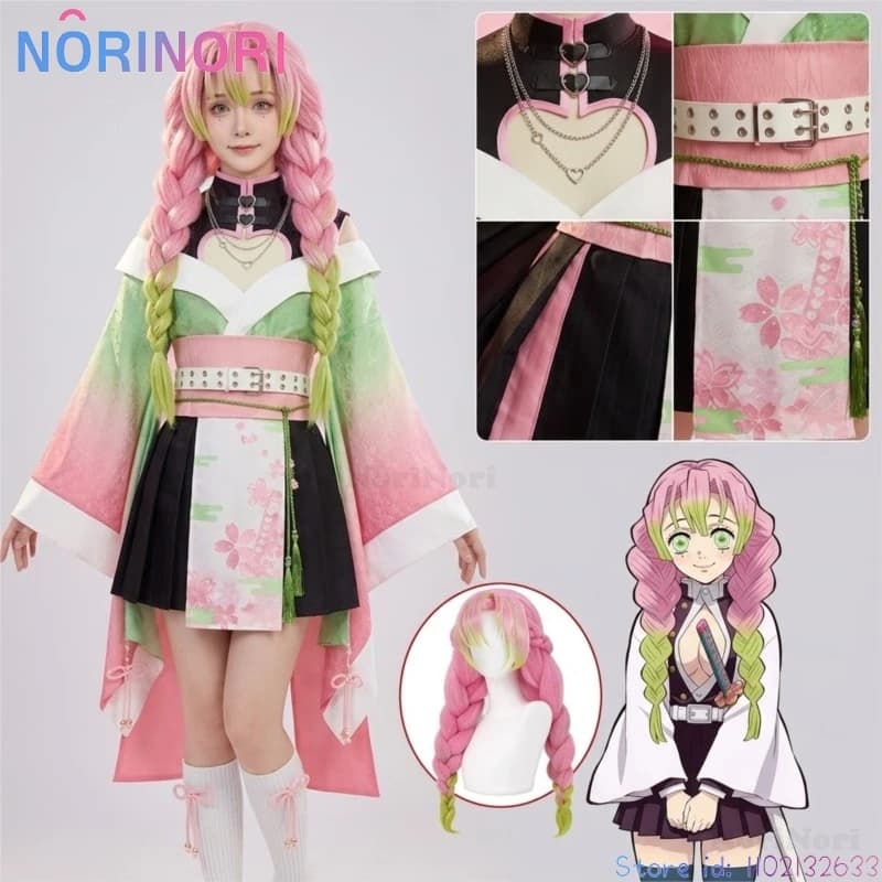 Costume Cosplay Mitsuri Rosa Fatto a Mano, Set Completo, Outfit Anime Gioco, Riproduce il Look Dolce dei Pilastri dell'Amore, Tessuto Kanr Squisito B