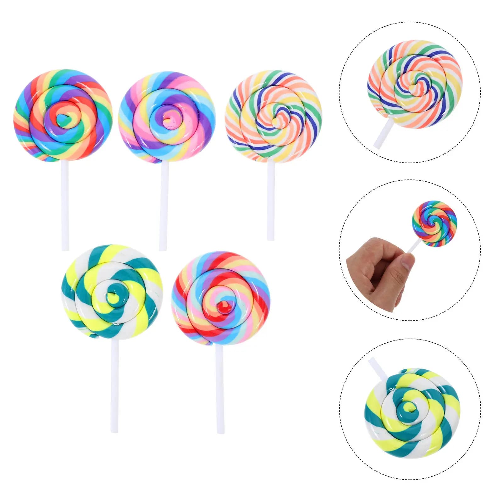 Set di 5 Caramelle Finte in Argilla Polimerica, Design Carino e Giocoso, Grandi Dimensioni, Accessori per Foto di Compleanno e Carnevale per Bambini