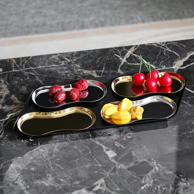 Set di piatti per frutta a forma di arachide astratta, decorazione per sala modello, hotel, snack, frutta secca
