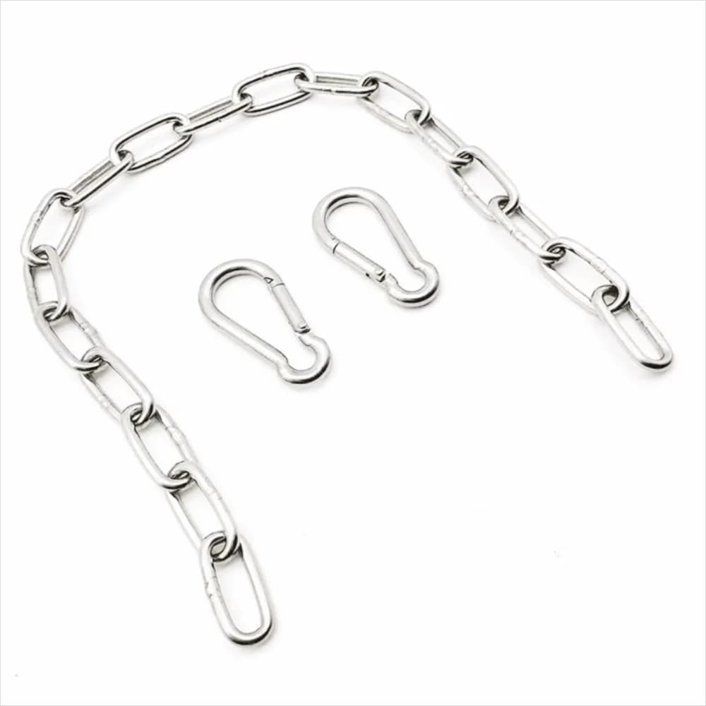 30 Inch Boxing Chain Silver Stainless Steel Hammock Chain Resistant with 2 Outdoor Thick Chain Moskets