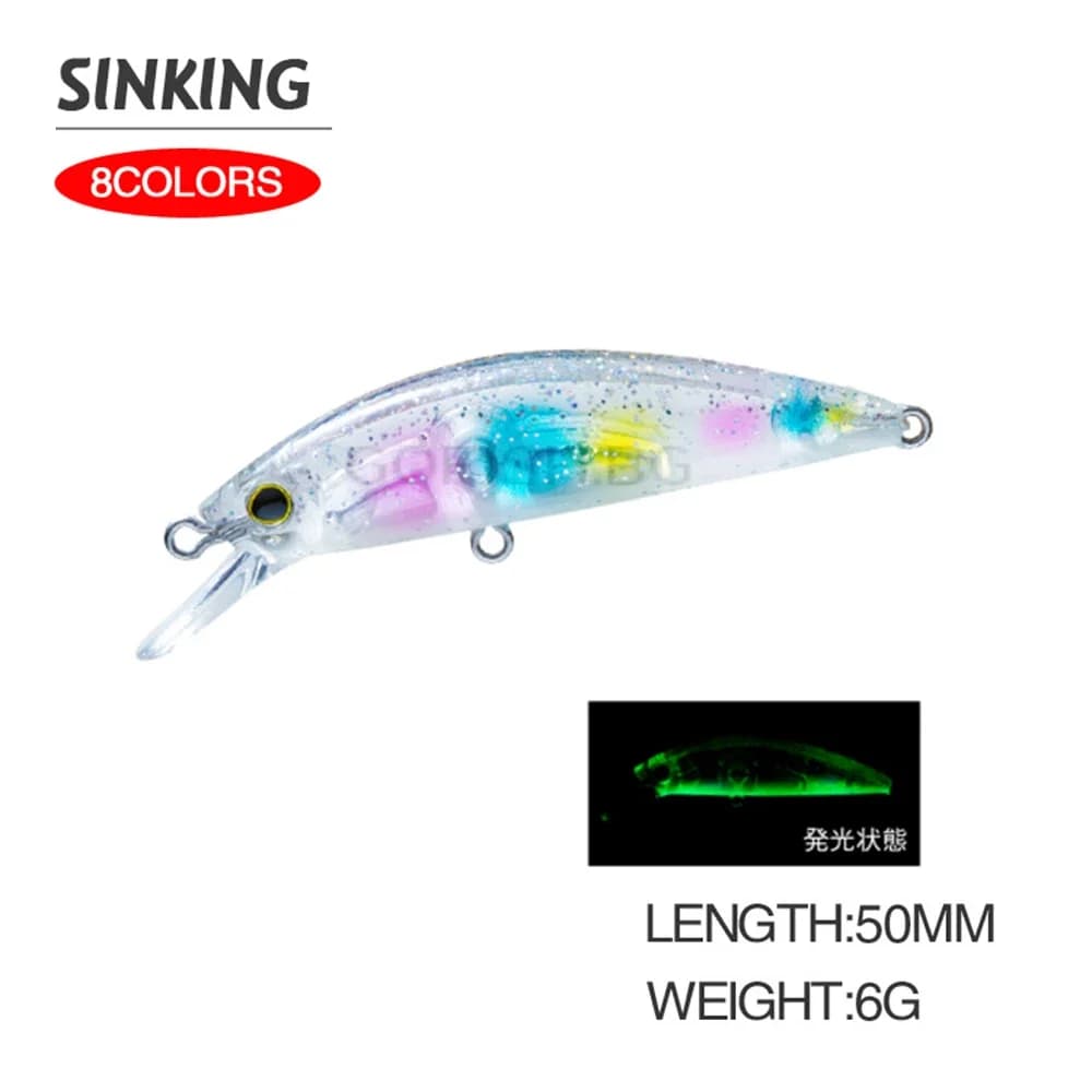 5cm 6g Fishing Rich Hardcore LG Pesante Minnow 50S Wobbler Affondamento Jerkbait Artificial Swimbait Esca Dura Trota Bass Bait