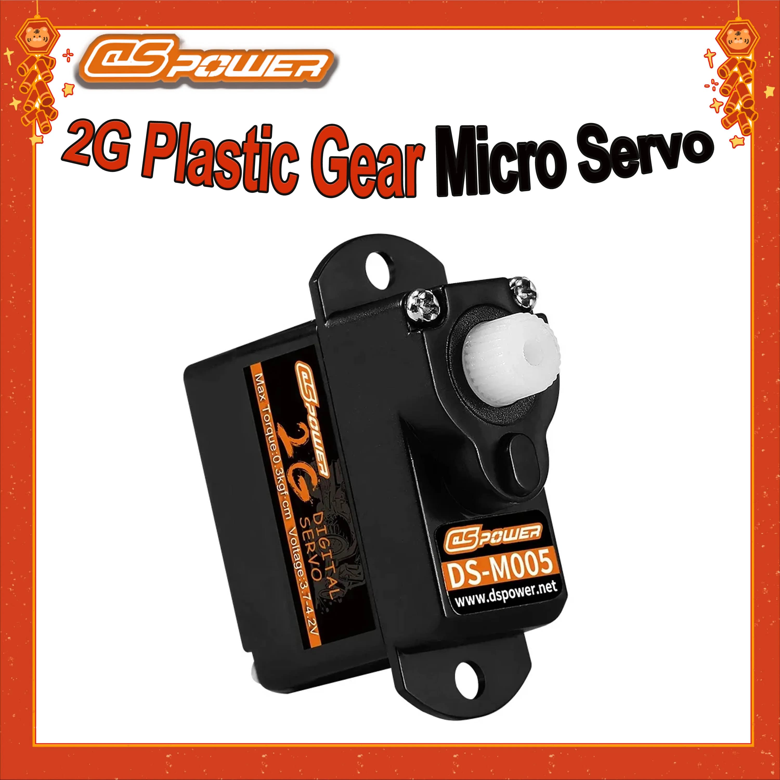 DSPOWER 2G Micro Servo RC con Ingranaggi in Plastica, Motore Digitale Senza Nucleo per Mini Auto RC, Barche, Aeroplani, Elicotteri ad Ala Fissa, Parti per Robot