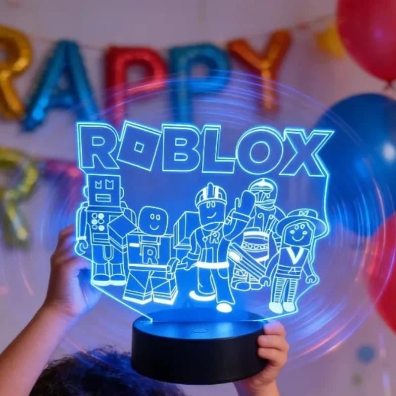 Lampada Notturna 3D Serie ROBLOX, Luce con Personaggi dei Cartoni Animati, Controllo Touch e Telecomando, Regalo Creativo per Ragazzi e Ragazze