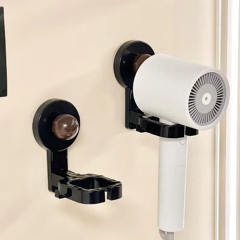 Walnut Suction Cup Adjustable Modern Wall Mounted Hair Dryer Bracket No Drilling Living Room Storage