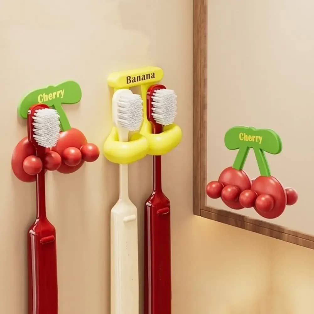 Portaspazzolino Autoadesivo a Forma di Frutta, Impermeabile, Salvaspazio, in Silicone, Senza Foratura, Decorativo