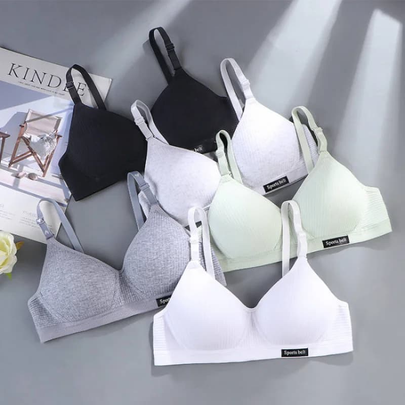 Women Cotton Underwear AB Cup Bra Wireless Gathered Comfort V Brassiere Push Up Lingerie Bralette Girls Seamleass Sports