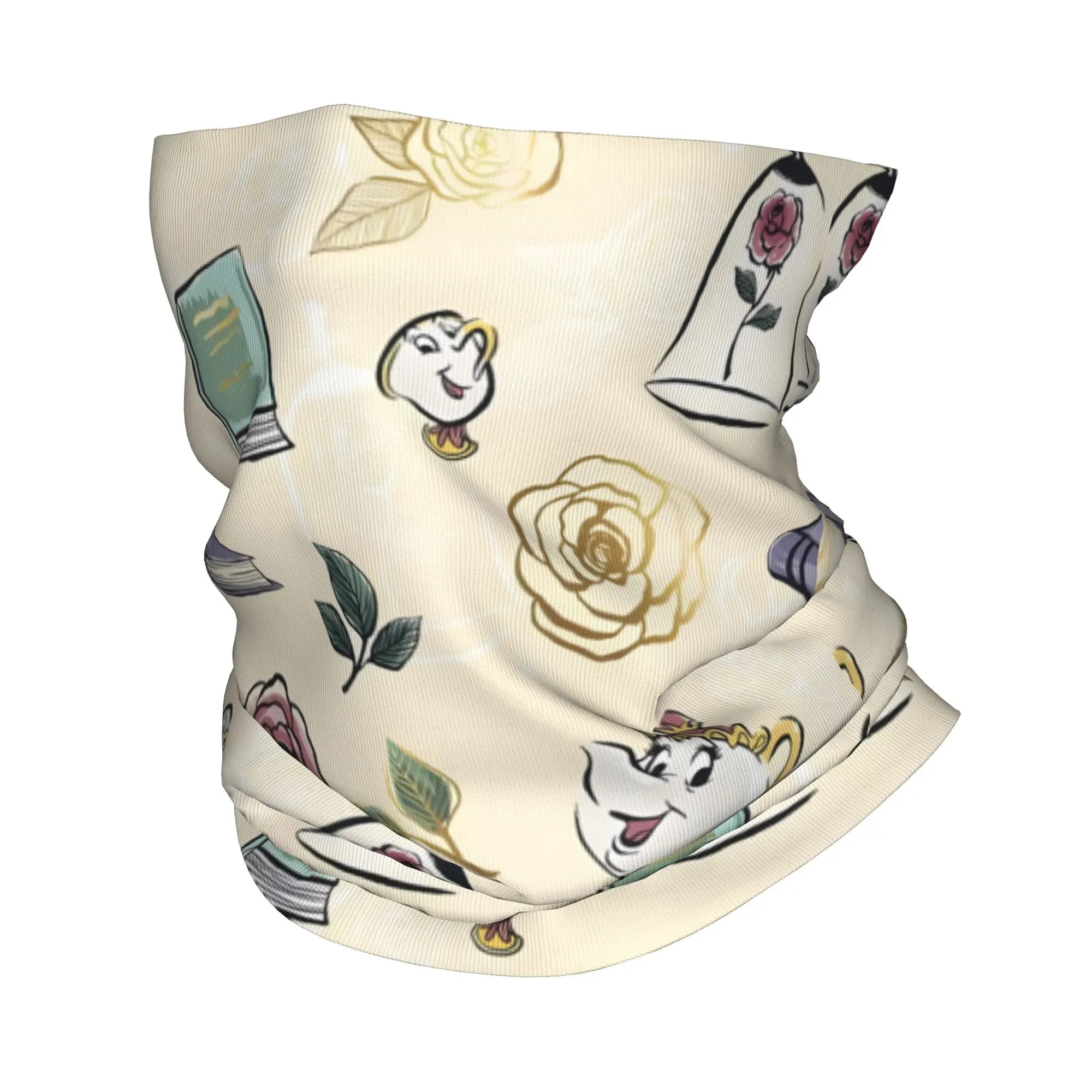 Bike band with cartoon print La Bella and the Beast, racing face mask
