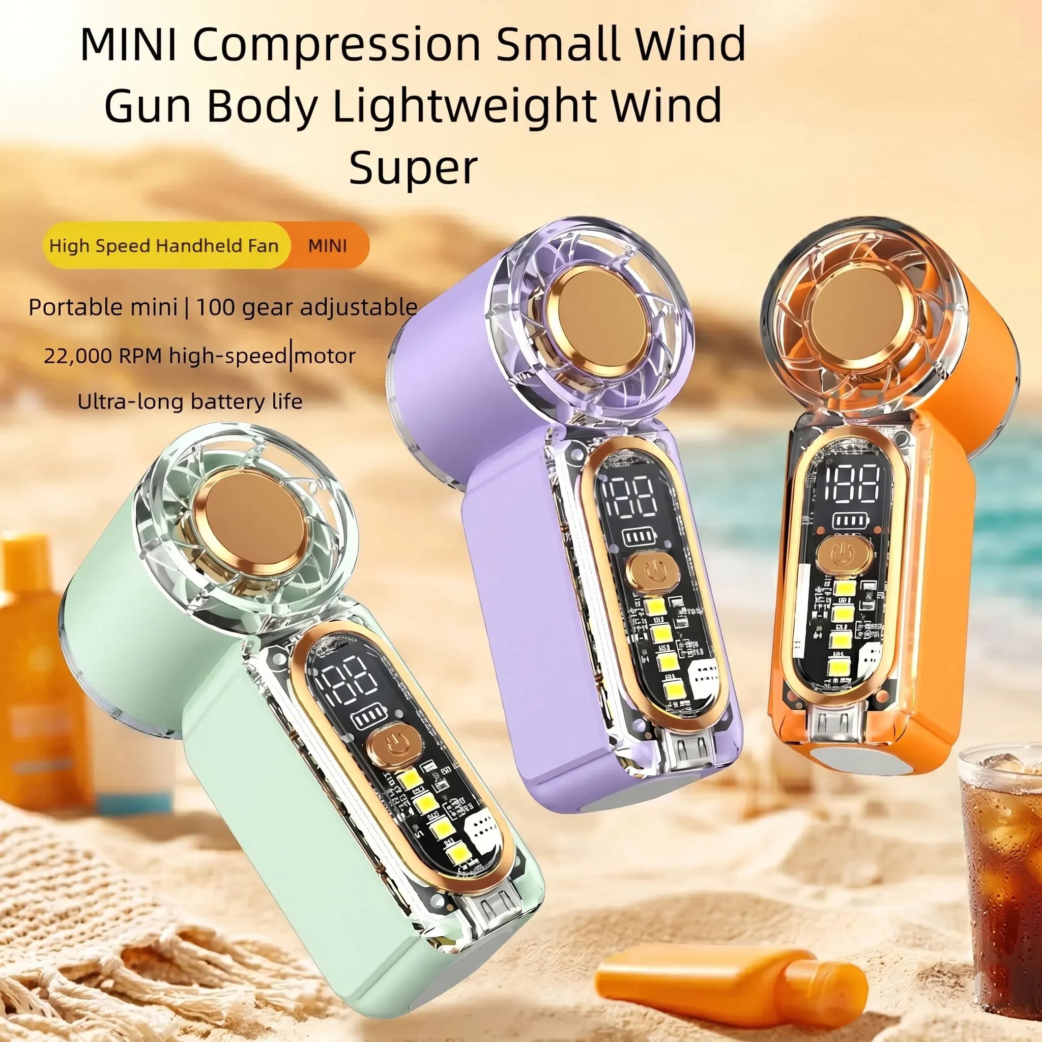 USB Rechargeable Handheld Fan Powerful High Speed Portable Mini Pocket Fan Ideal for Travel Camping the Beach and Outdoor Sports