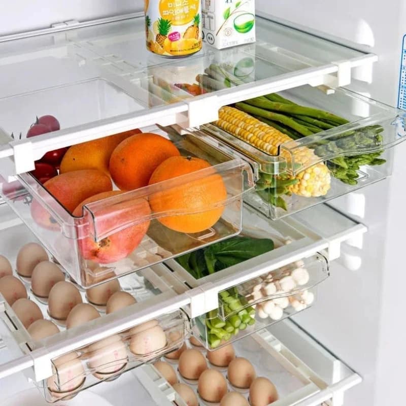 Contenitore per Uova da Frigorifero, Scatola in Plastica per Alimenti, Cassetto Porta Verdure, Organizzatore per Frigorifero, Ripiano Salva Freschezza per Cucina