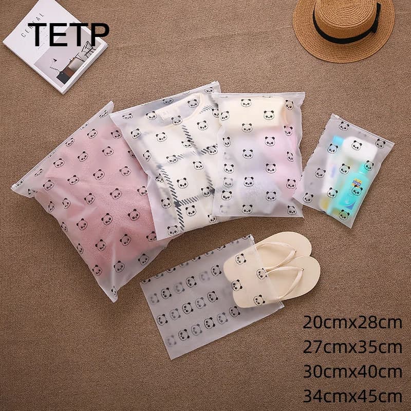 TETP Set da 50 Pezzi di Borse da Viaggio Smerigliate con Motivo Panda, Organizer per Vestiti Rinforzato, Separatore per Scarpe e Abbigliamento Interno