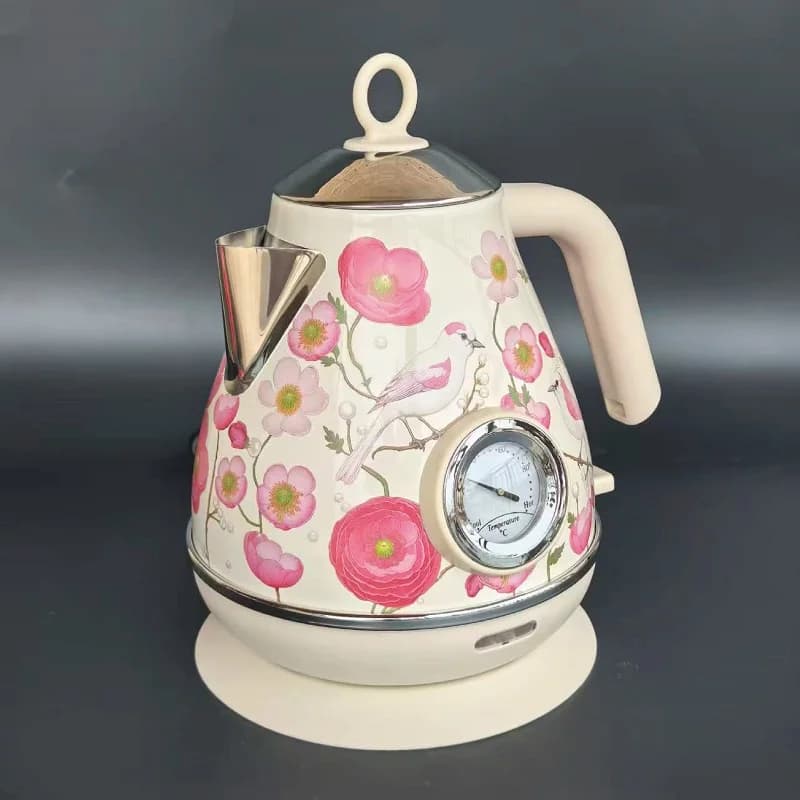 Electric kettle with retro printed paint from 1.7 liters 1850W Automatic shutdown 304 stainless steel hot kettle with teapot with temperature display