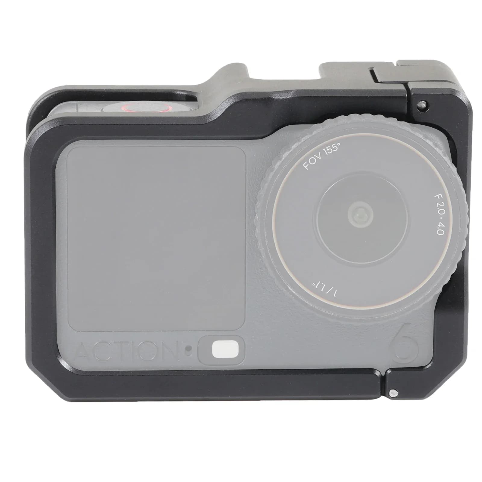 Camera Cage for DJI Osmo Action 6 Aluminum Alloy Protective Case with Cold Shoe & 1/4" Thread for Tripods