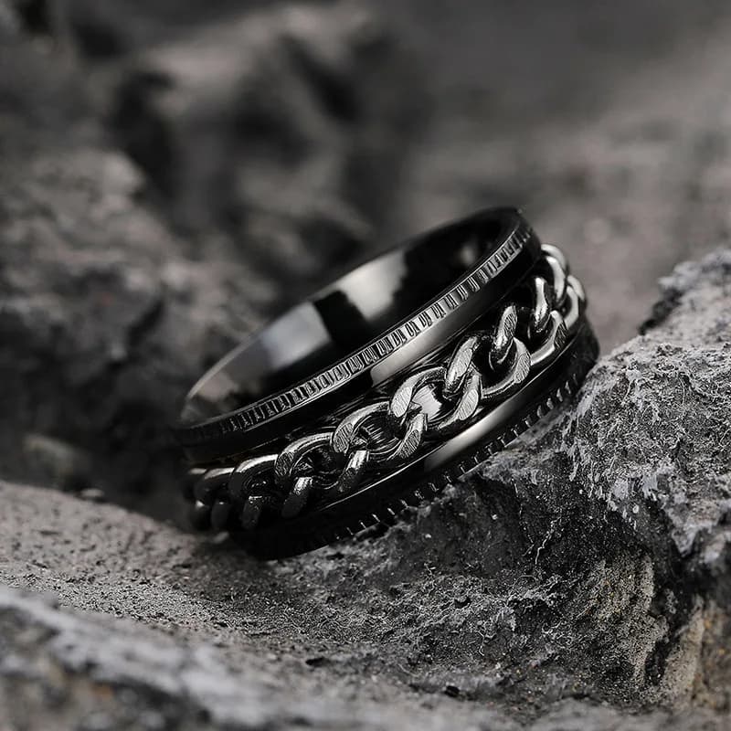 Design Sense Cool Vintage Viking Rune Rings Men Women Retro Viking Stainless Steel Rotatable Fidget Anxiety Spinner Ring Jewelry