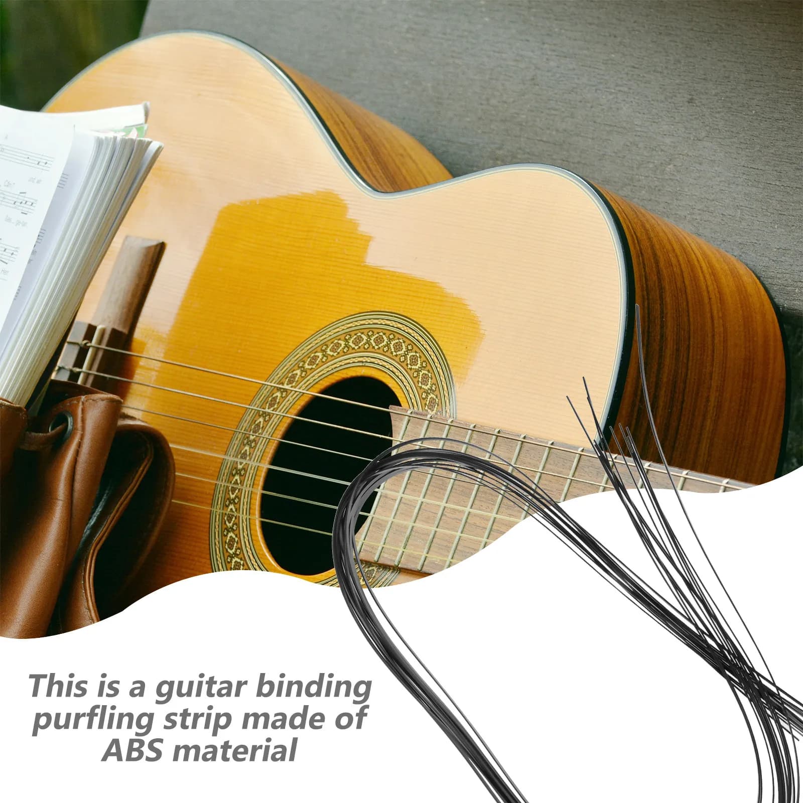 12 Pezzi di Bordature in ABS Liscio e Texturizzato per Chitarra, Strisce Decorative per Chitarra Acustica, Classica e Ukulele, Protezione Decorativa