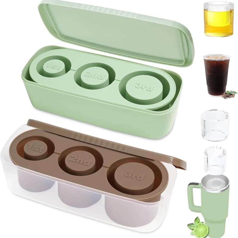 Stampo per vassoio per cubetti di ghiaccio per tazza Stanley, produttore di cubetti di ghiaccio in silicone con coperchio per bicchiere da 30-40 once che raffredda il whisky, cocktail, bevande