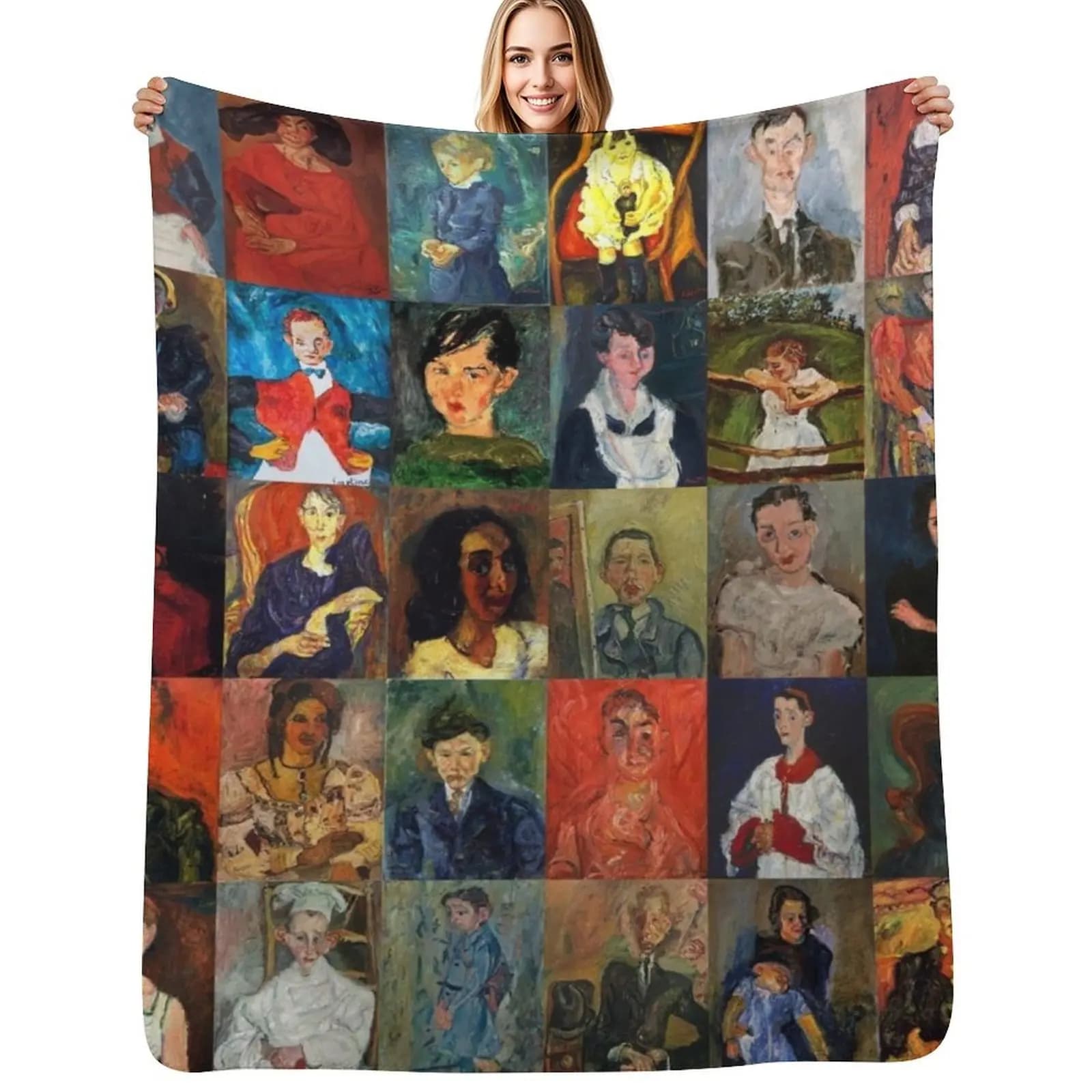 Chaim Soutine Faces Throw Blanket Elegant Warm Throw Blanket for Hotel Home