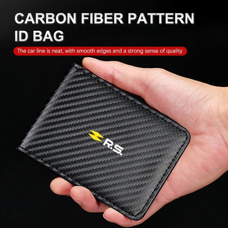 Car Carbon Fiber Wallet ID Card Driver's License Bag Accessories For Renault Arkana Captur Twingo Talisman RS Line Logan Duster