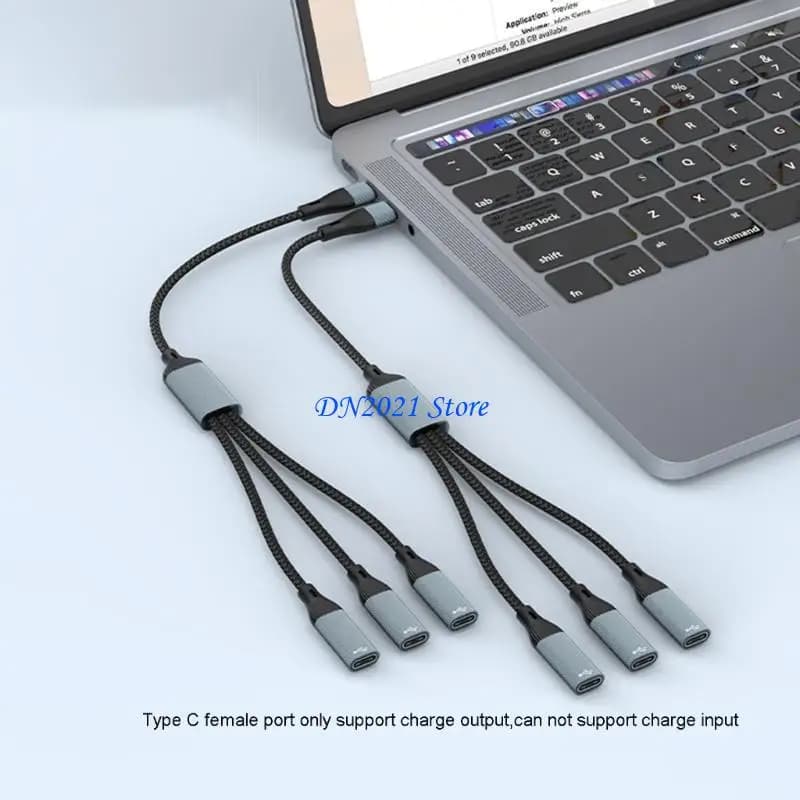 F3KE USB / Type C male to two/tripli USB C female power adapter divided, hub fast charging for devices