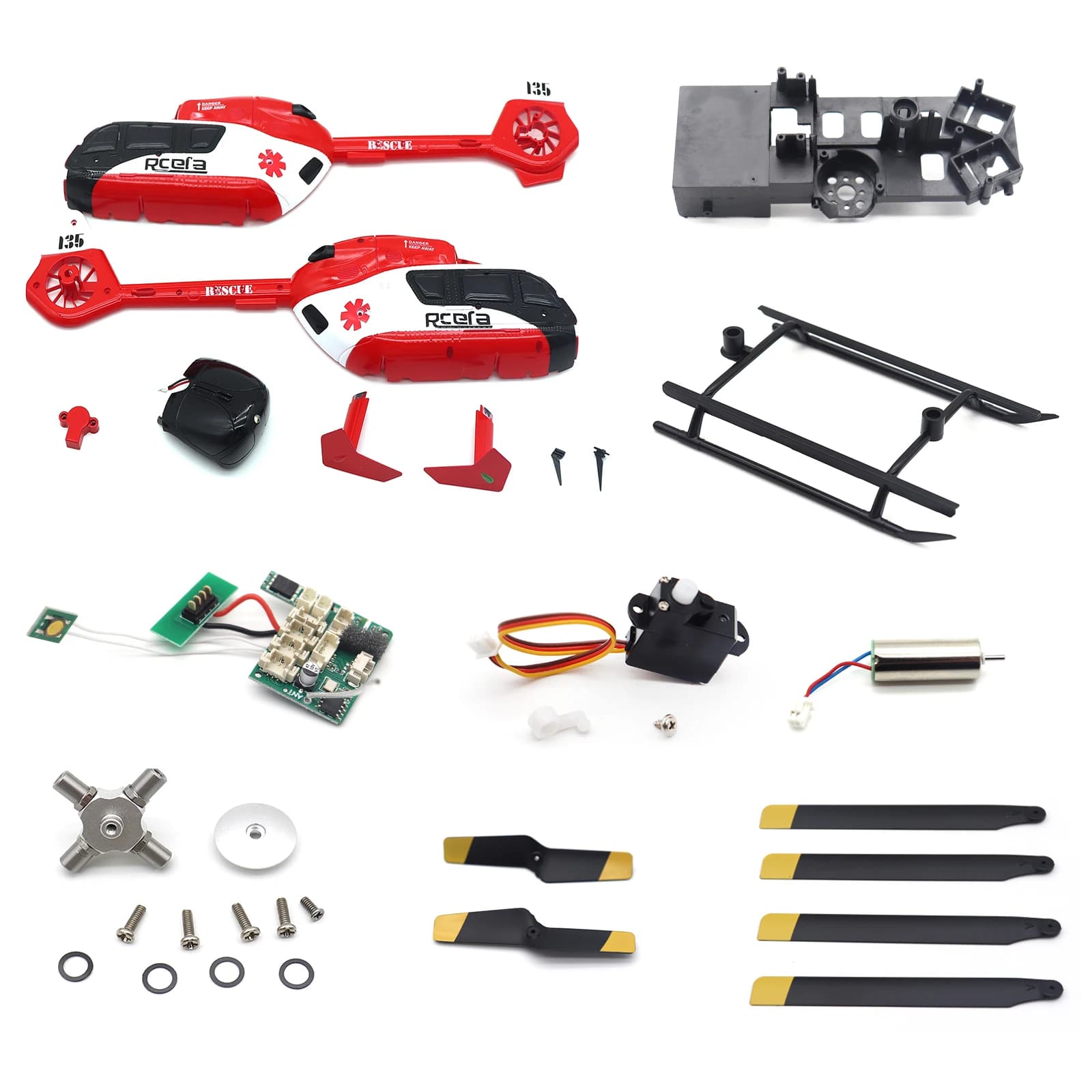 Parti originali per C159 EC-135 RC elicottero testa del rotore in metallo ESC ricevitore servomotore corpo guscio lame viti
