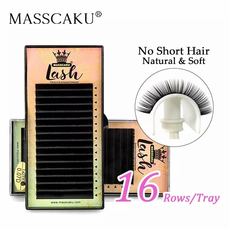 MASSCAKU 16 file/custodia 8~16mm e mix premium visone sintetico naturale estensione ciglia individuale trucco cilia professionale