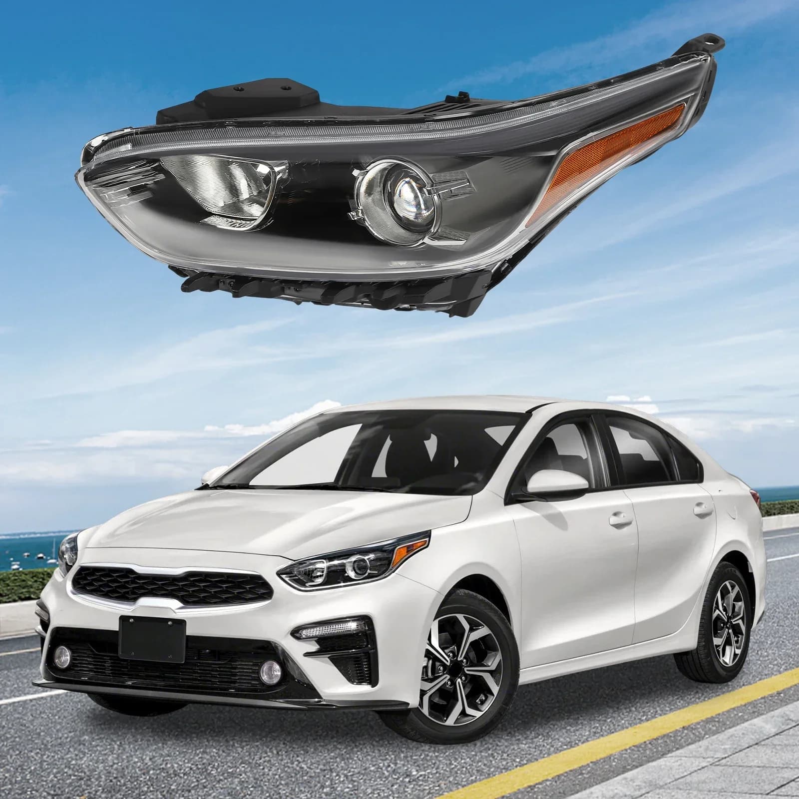 LH Alogena LED DRL Faro Testa Della Lampada per Kia Forte Berlina 2019 2020 2021 1.6L 2.0L Lato Guida Sinistro W/Lampadine 92102M7100