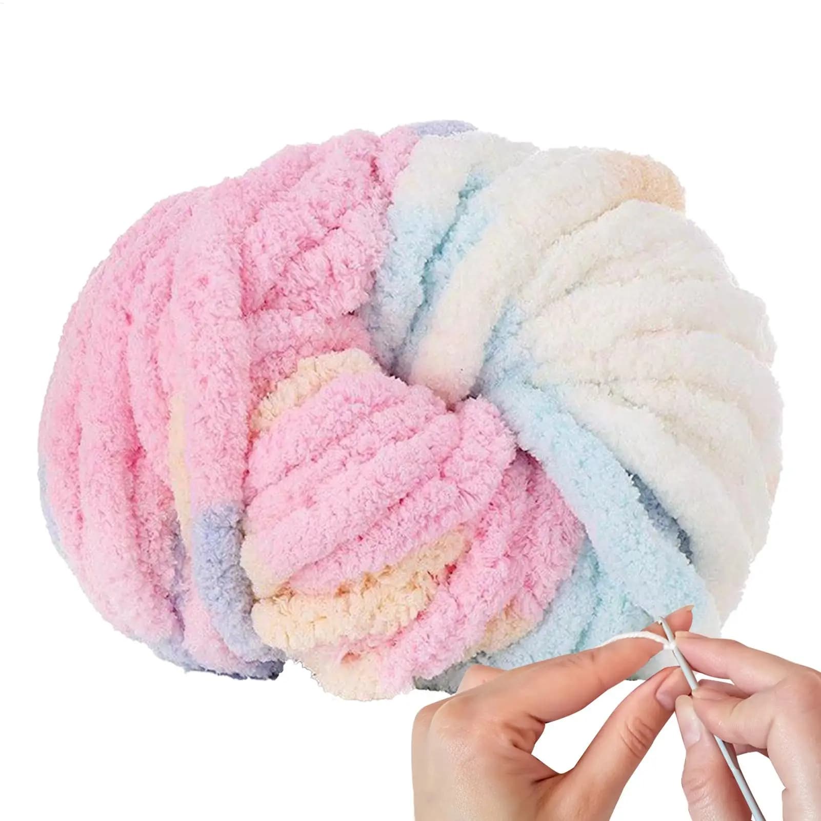 Thick Chenille Yarn For Blankets Ultra-Soft Fluffy Giant Polyester Yarn For Knitting Throws Carpets Blankets Scarves Hats