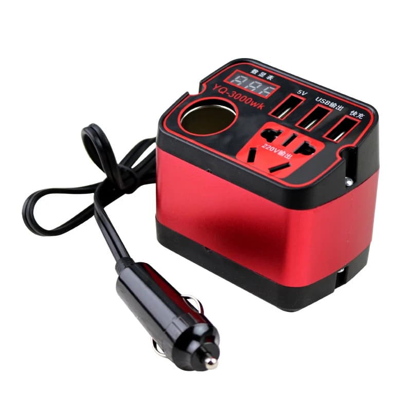 1pc Auto Inverter Travel Inverter Built-in Protection Features Black Red DC To AC Adapter Travel Friendly Power Inverter