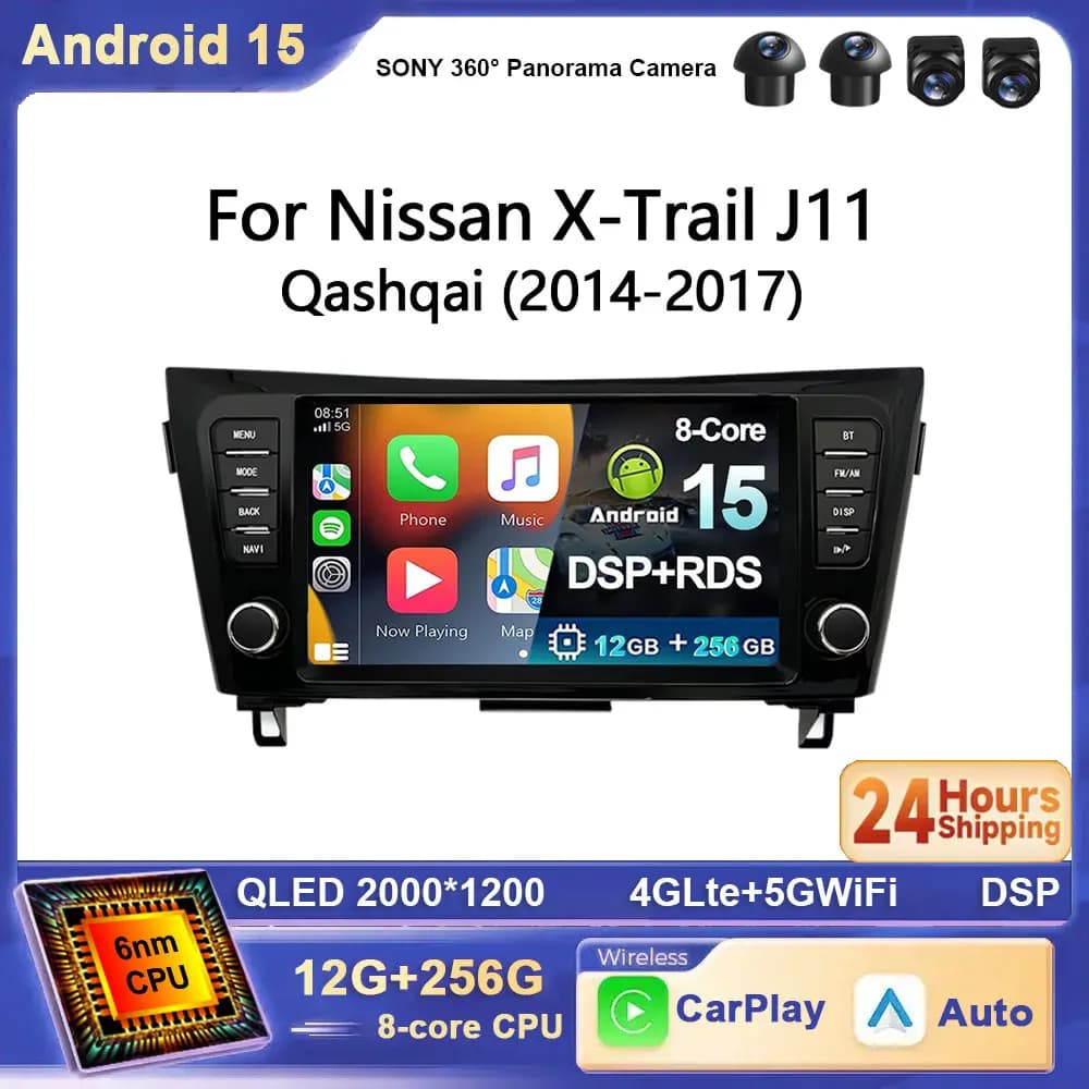 Per Nissan X-Trail J11 Qashqai 2014 - 2020 Android 15 2K Carplay Autoradio Multimediale Stereo NO 2din 4G WIFI BT DSP GPS DVD